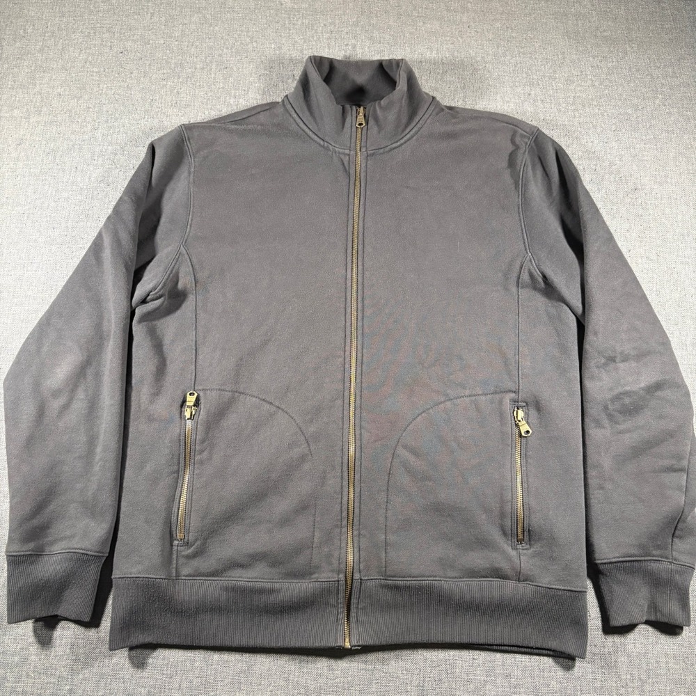 Gap Full Zip Sweatshirt Mens L Gray Mock Neck Zipper Pockets Fleece Jacket